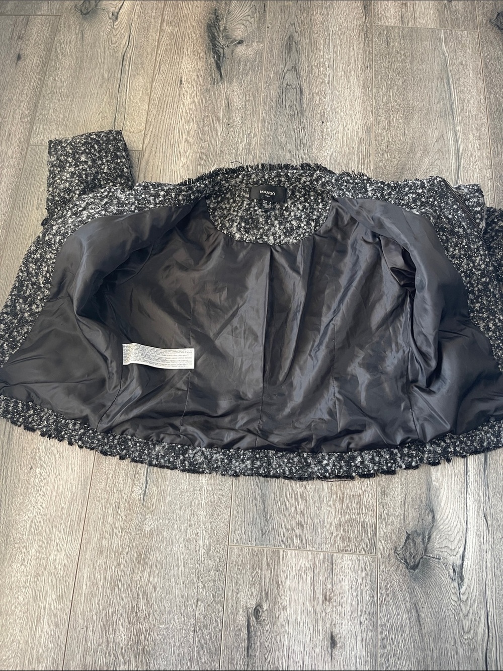 Mango Black and White Tweed Cropped Jacket - Picture 10 of 11
